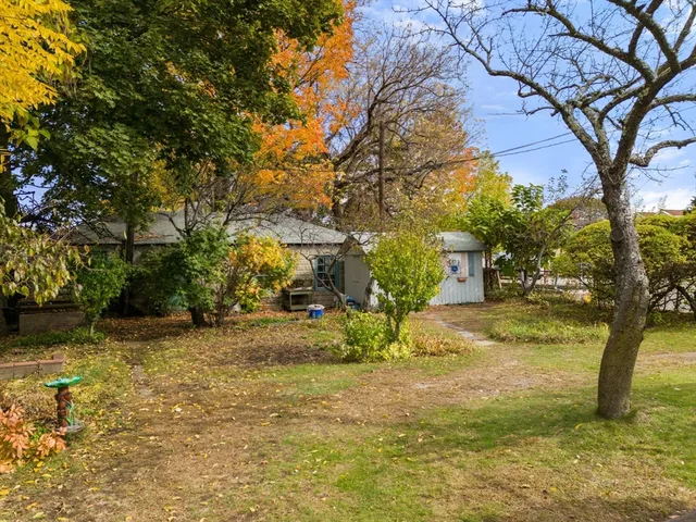 a view of backyard of the house