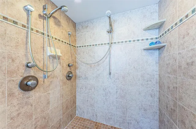 a bathroom with a shower