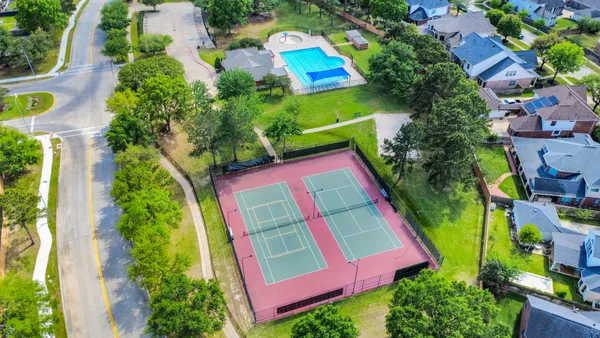 an aerial view of a house
