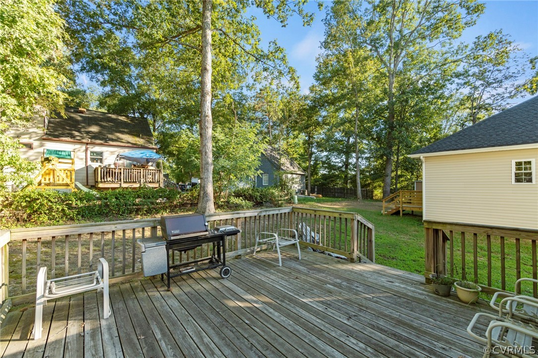 6209 Walderbrook Road Richmond, VA 23234 - Photo 30 of 35 a view of a chairs and table on the wooden deck