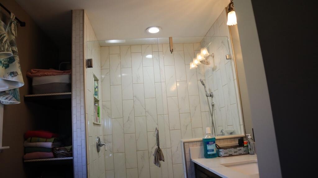 1247 Cannady School Road Southeast Floyd, VA 24091 - Photo 25 of 54 a bathroom with a sink a light fixture and a shower