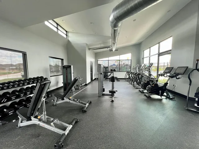 a view of a room with gym equipment