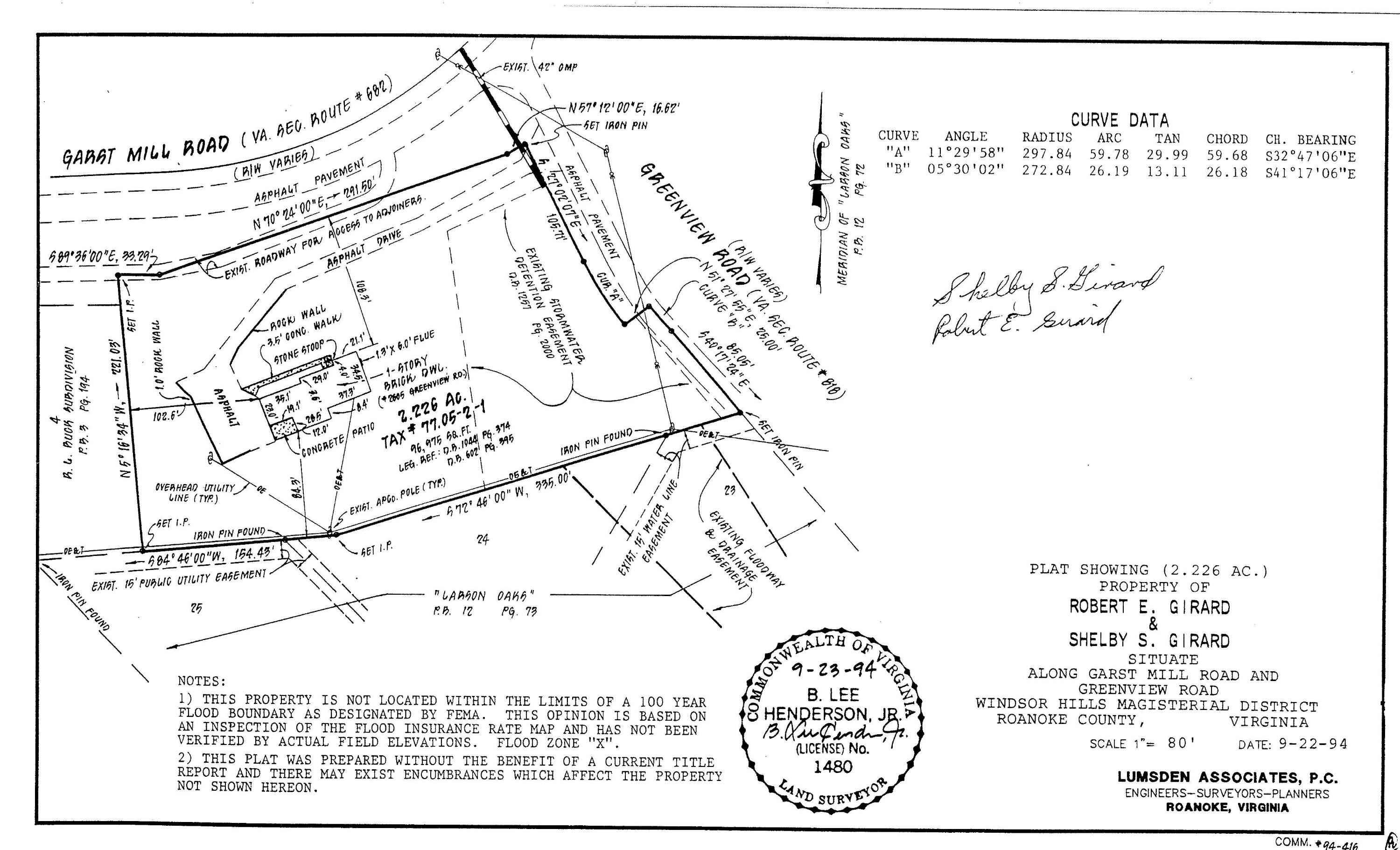 2605 Greenview Road Roanoke, VA 24018 - Photo 10 of 30 Plat Survey Map 2605 Greenview