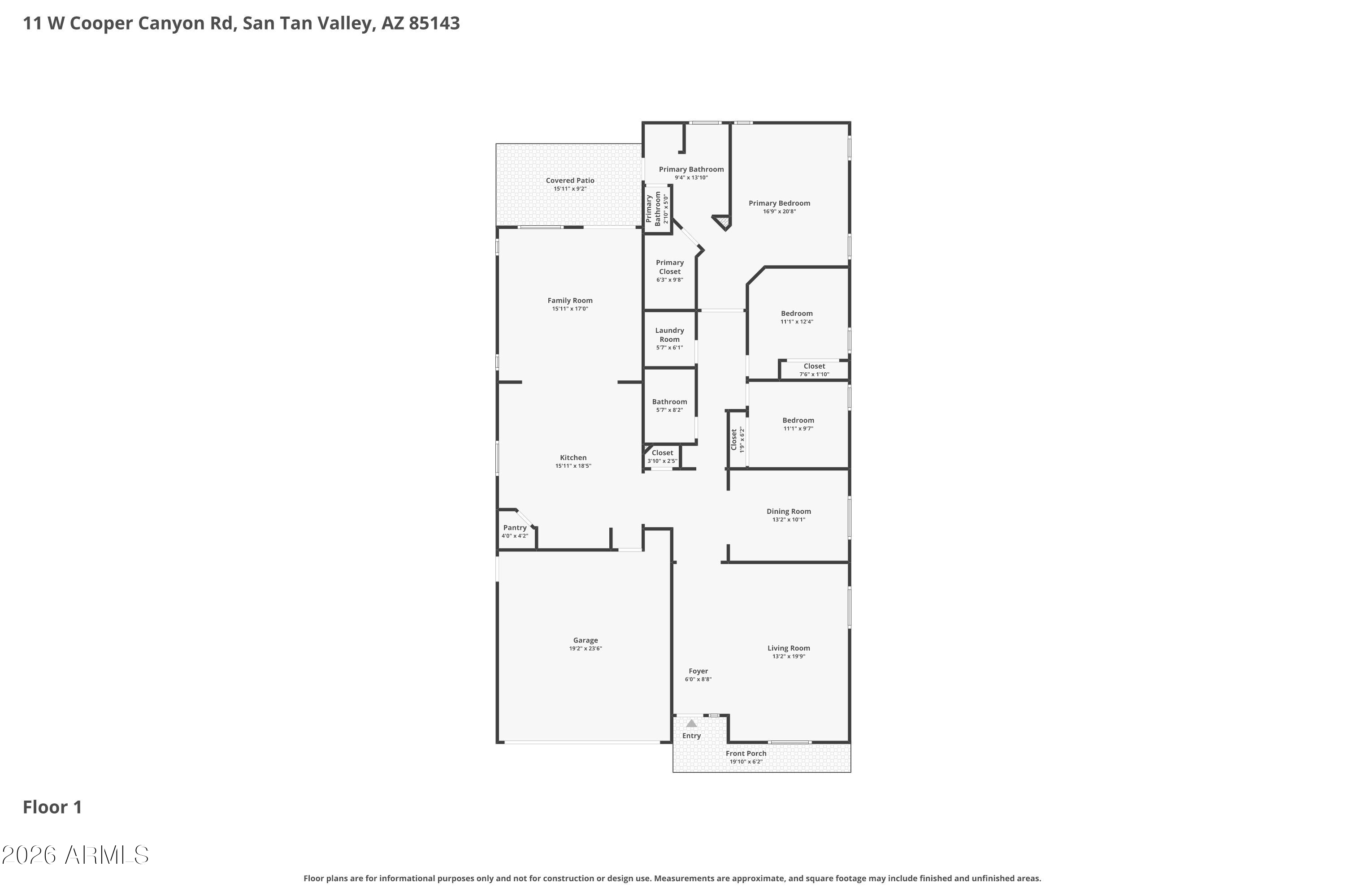 11 West Cooper Canyon Road San Tan Valley, AZ 85143 - Photo 31 of 31 a picture of a floor plan