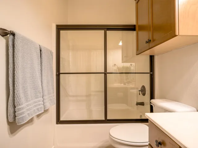 a bathroom with a toilet a sink and a shower