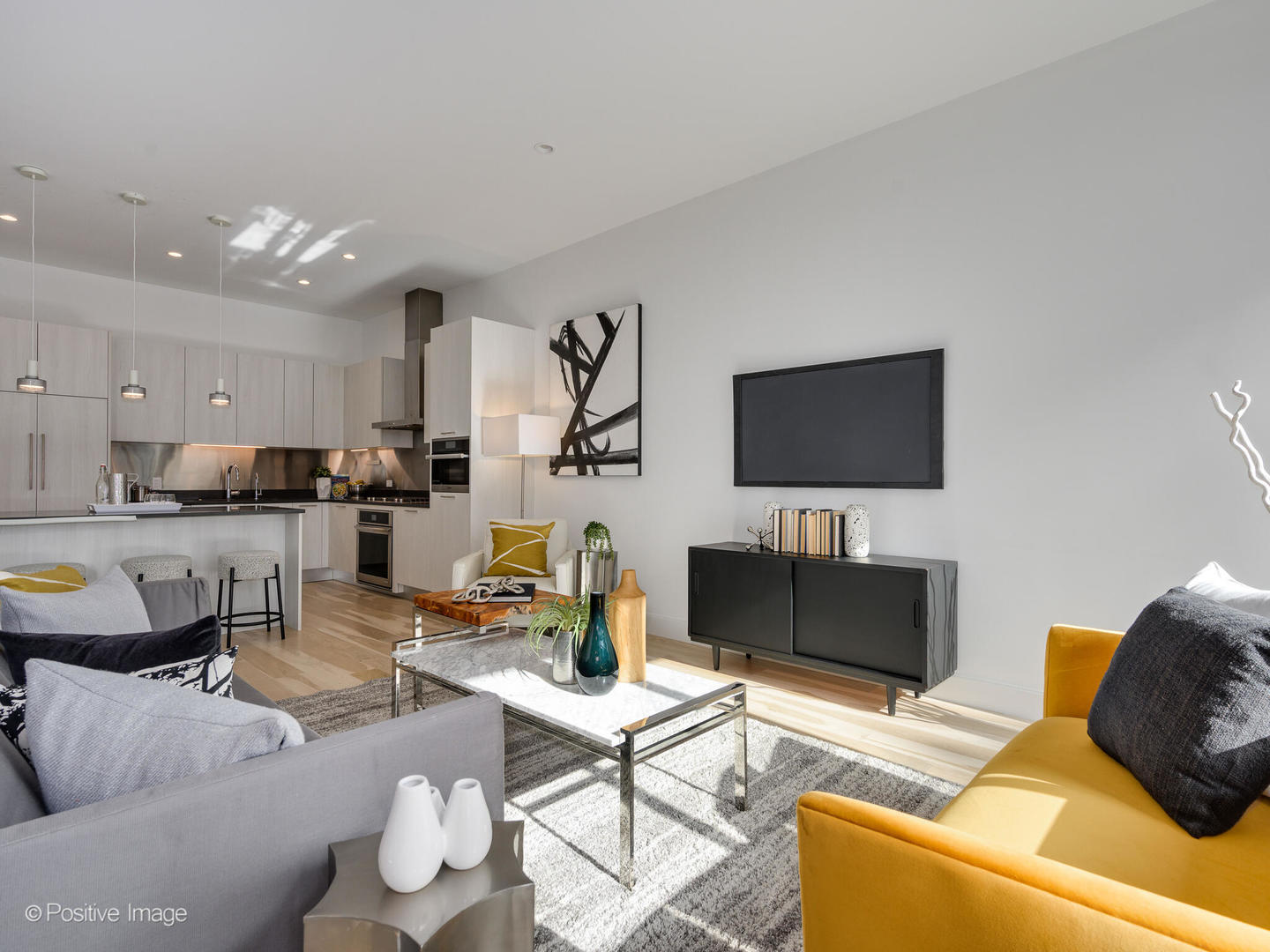 39 North Aberdeen Street, Unit 4S Chicago, IL 60607 - Photo 14 of 25 a living room with furniture and a flat screen tv