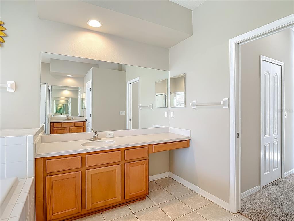 8942 Sandusky Lane New Port Richey, FL 34654 - Photo 47 of 87 a bathroom with a sink a mirror and a shower
