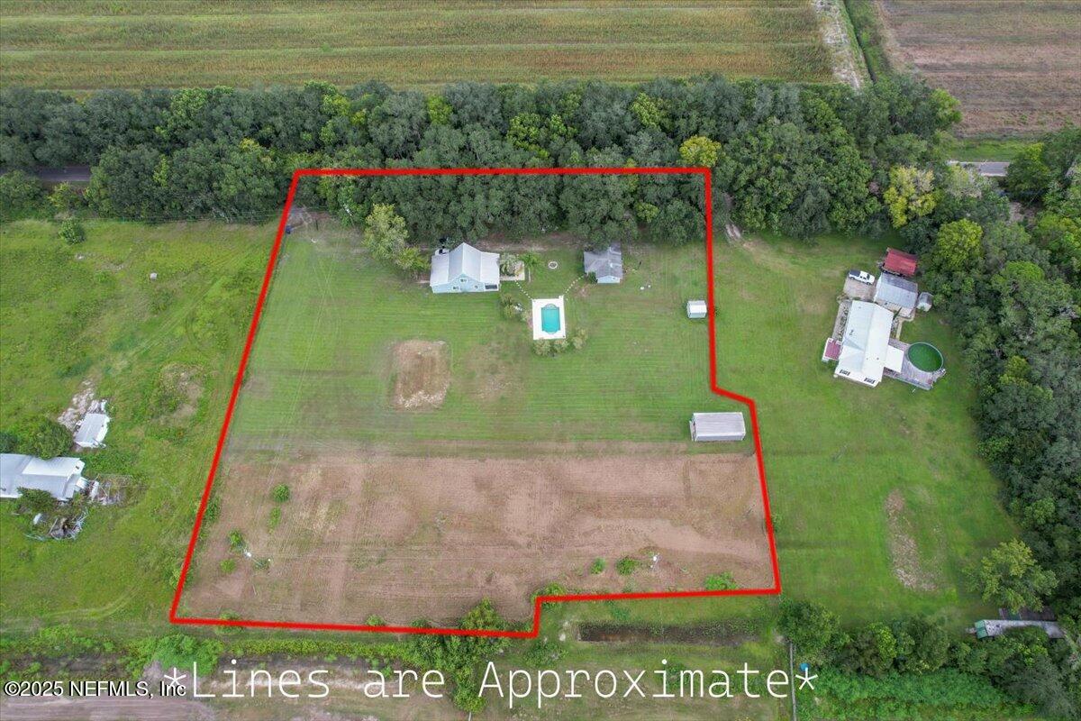 5257 Kelly Road Hastings, FL 32145 - Photo 28 of 34 28-Aerial View with Lines
