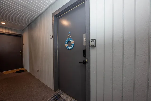 a view of a chairs in front of retail shop