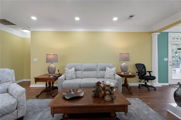 a living room with furniture