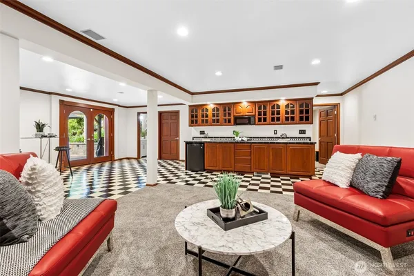 a living room with furniture