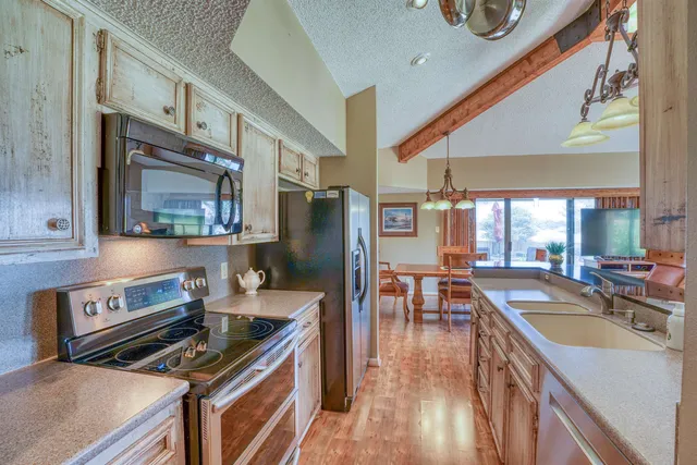 a view of a livingroom with a chandelier