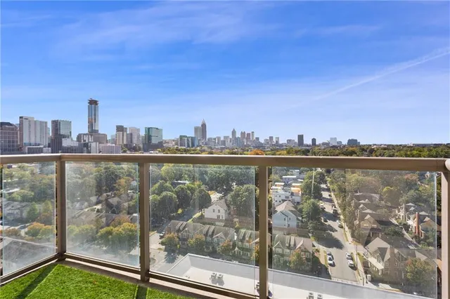 a view of a city from a lake view