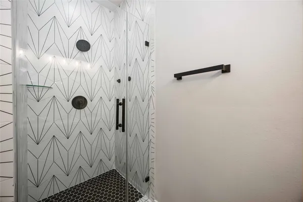 a view of a room with racks on the wall