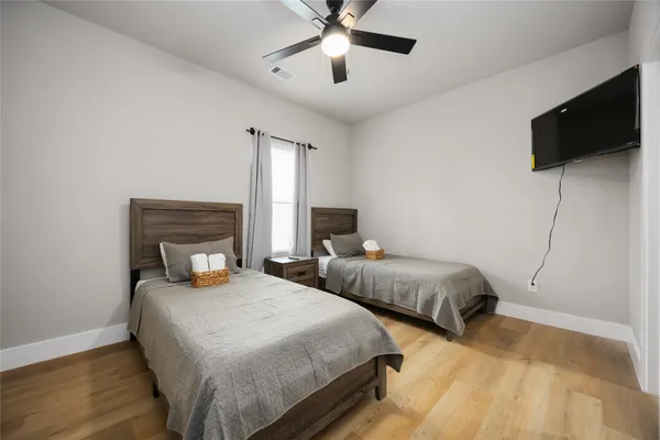 a view of a room with racks on the wall