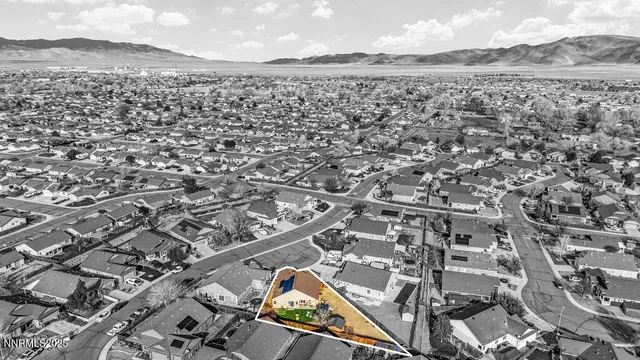 an aerial view of a house