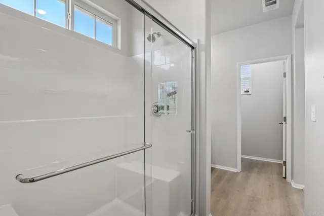 a view of an empty walk in closet