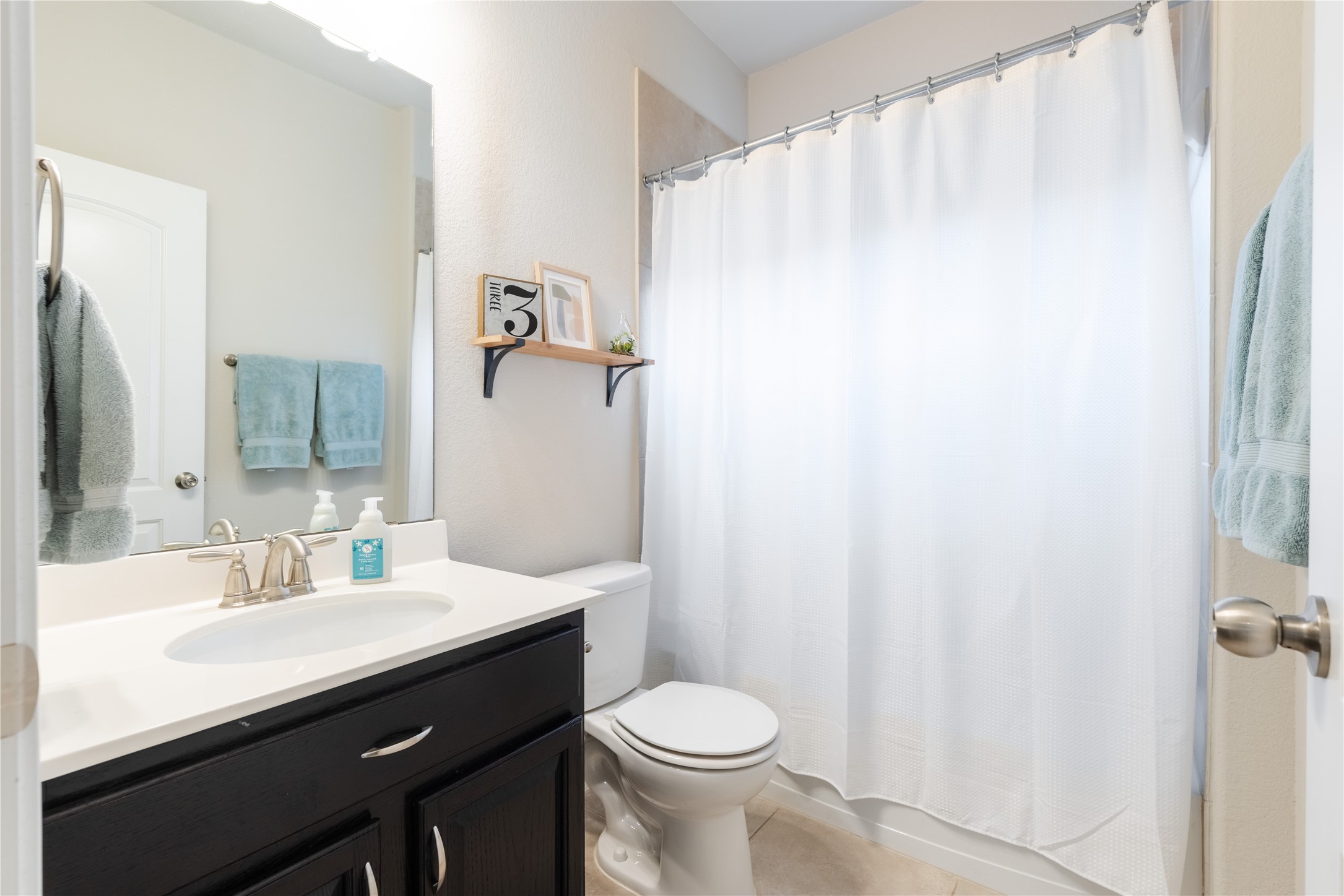 116 Cypress Bend Court Georgetown, TX 78626 - Photo 11 of 35 a bathroom with a sink a toilet and a mirror
