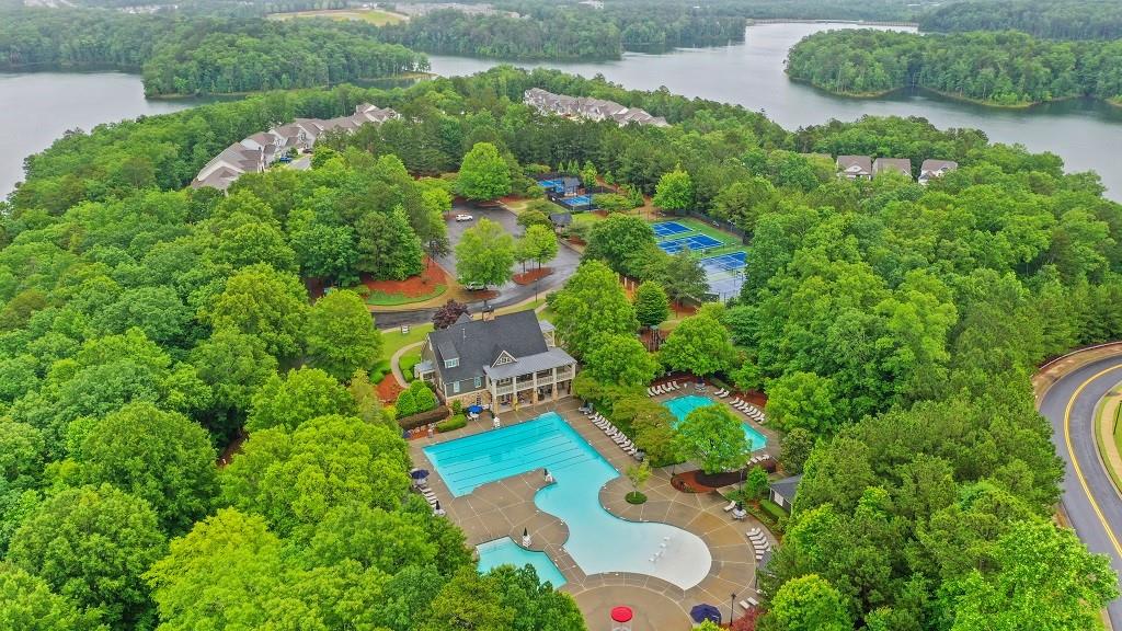 413 Solace Place Canton, GA 30114 - Photo 67 of 75 an aerial view of residential house with outdoor space and a lake view
