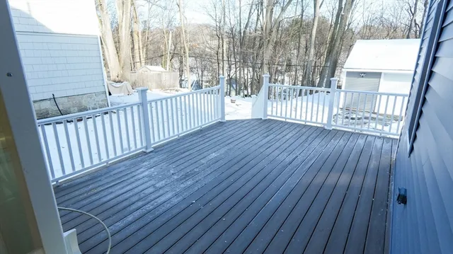 a view of a wooden deck