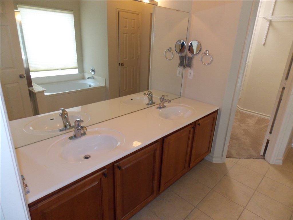 20961 Mandrake Drive Pflugerville, TX 78660 - Photo 23 of 34 a bathroom with a sink and a mirror