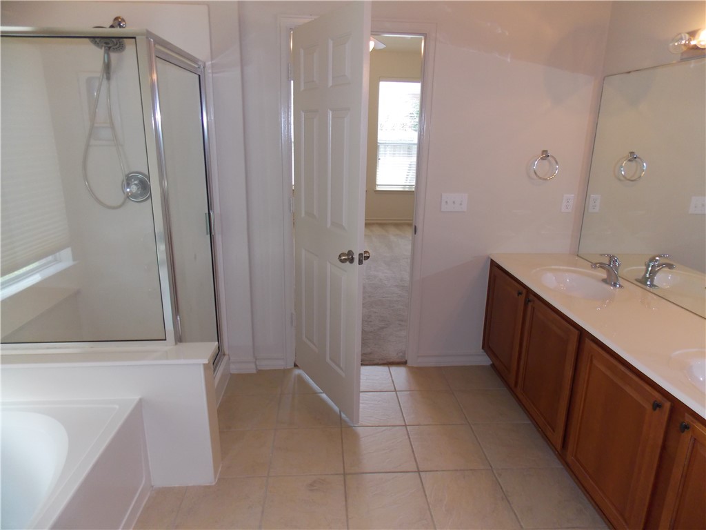 20961 Mandrake Drive Pflugerville, TX 78660 - Photo 27 of 34 a bathroom with a sink a mirror and a shower