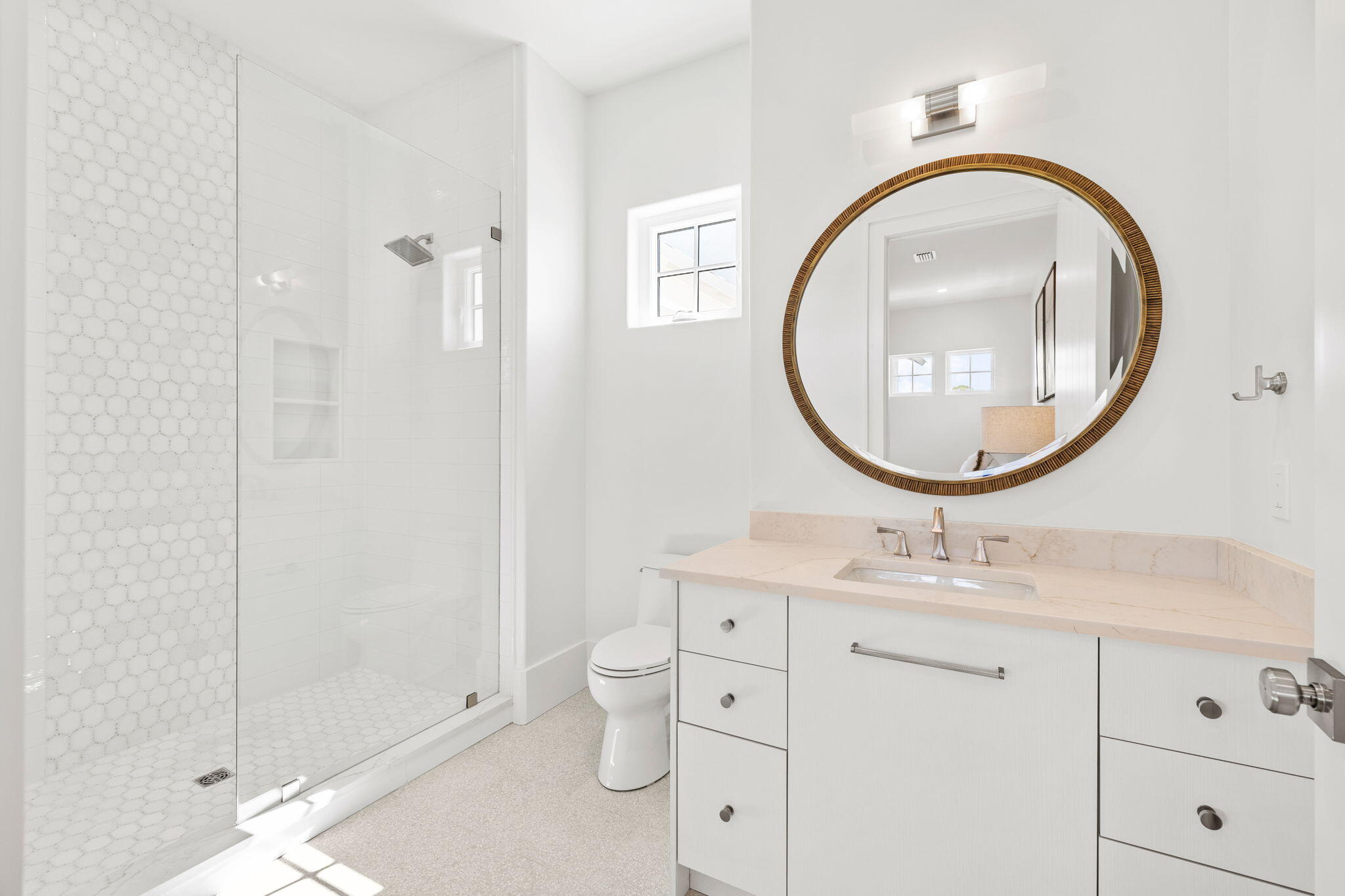450 Windsong Dr Inlet Beach Inlet Beach, FL 32461 - Photo 74 of 90 a bathroom with a sink a toilet and a mirror