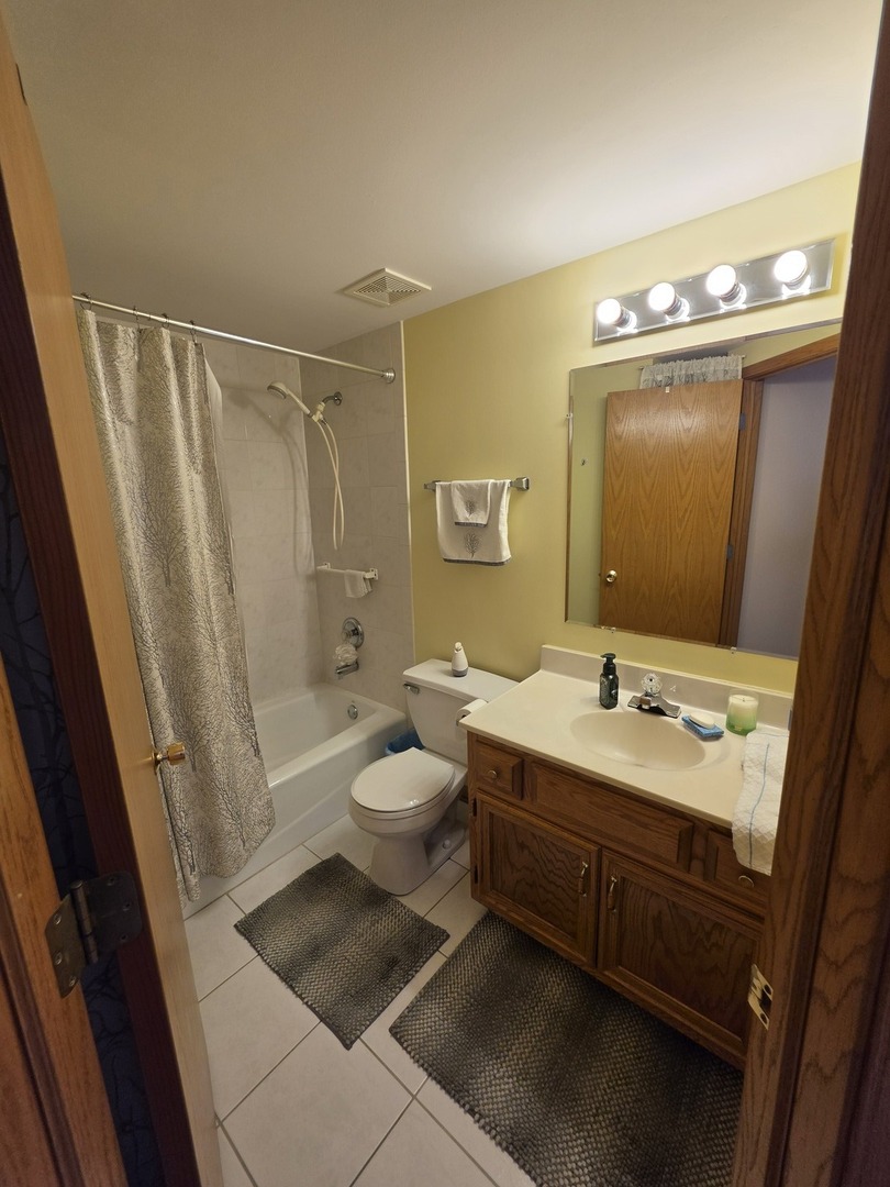 7902 Nagle Avenue, Unit 2S Burbank, IL 60459 - Photo 21 of 24 a bathroom with a sink a toilet a mirror and shower