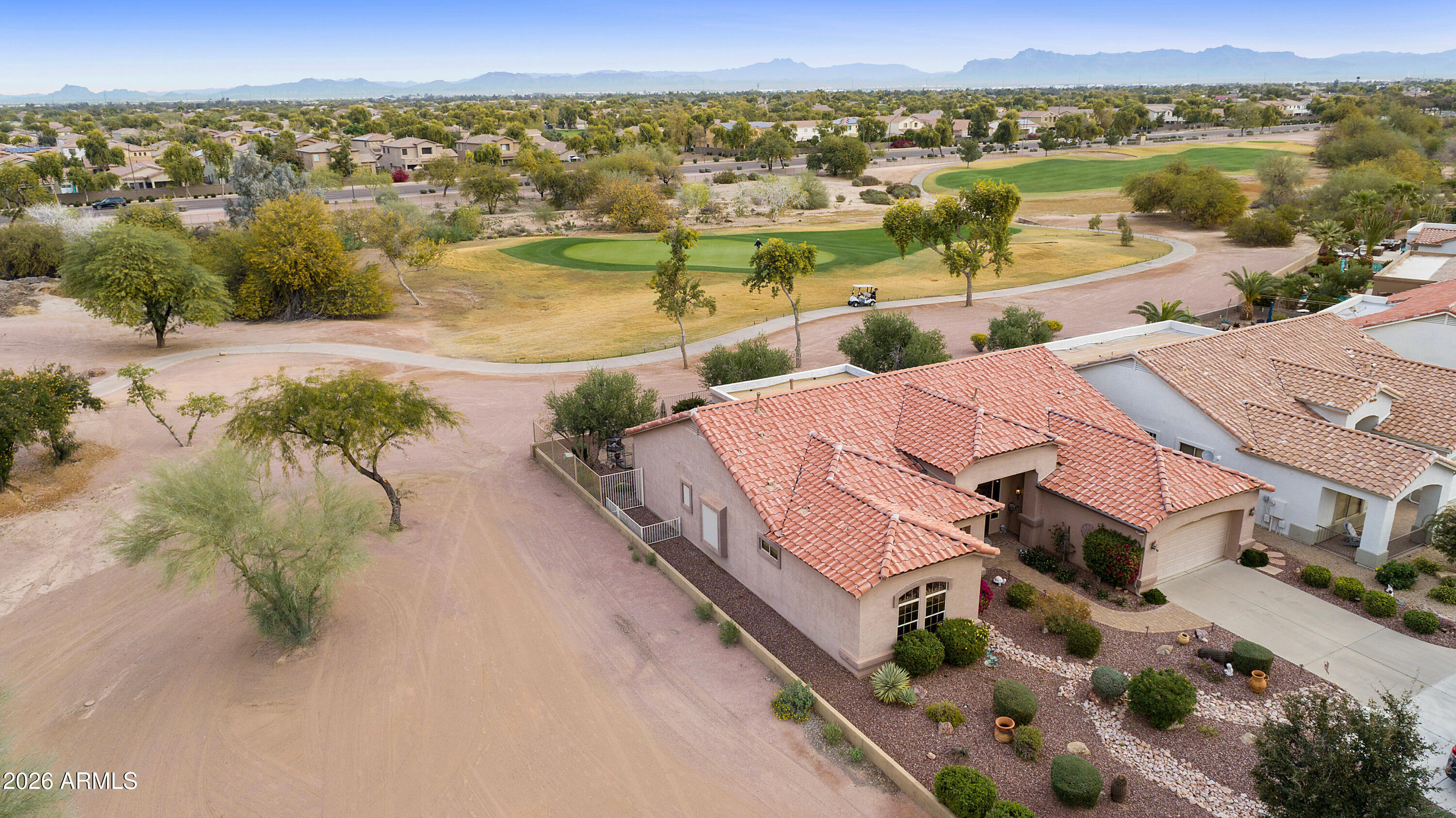 4100 East Strawberry Drive Gilbert, AZ 85298 - Photo 38 of 62 an aerial view of residential houses with outdoor space