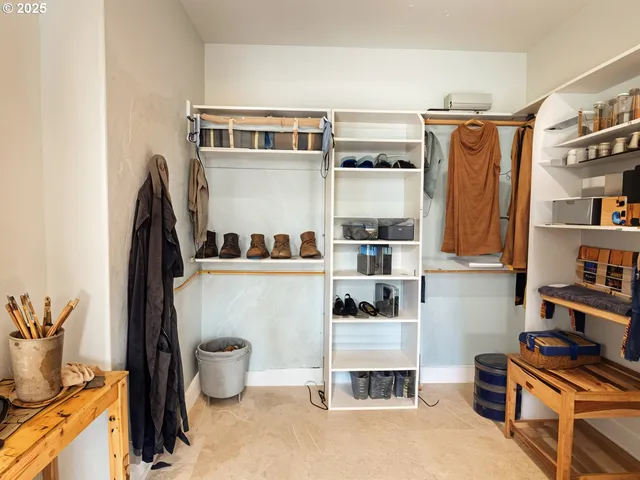 a view of workspace with a window and cabinet