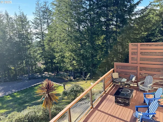 a view of balcony with furniture