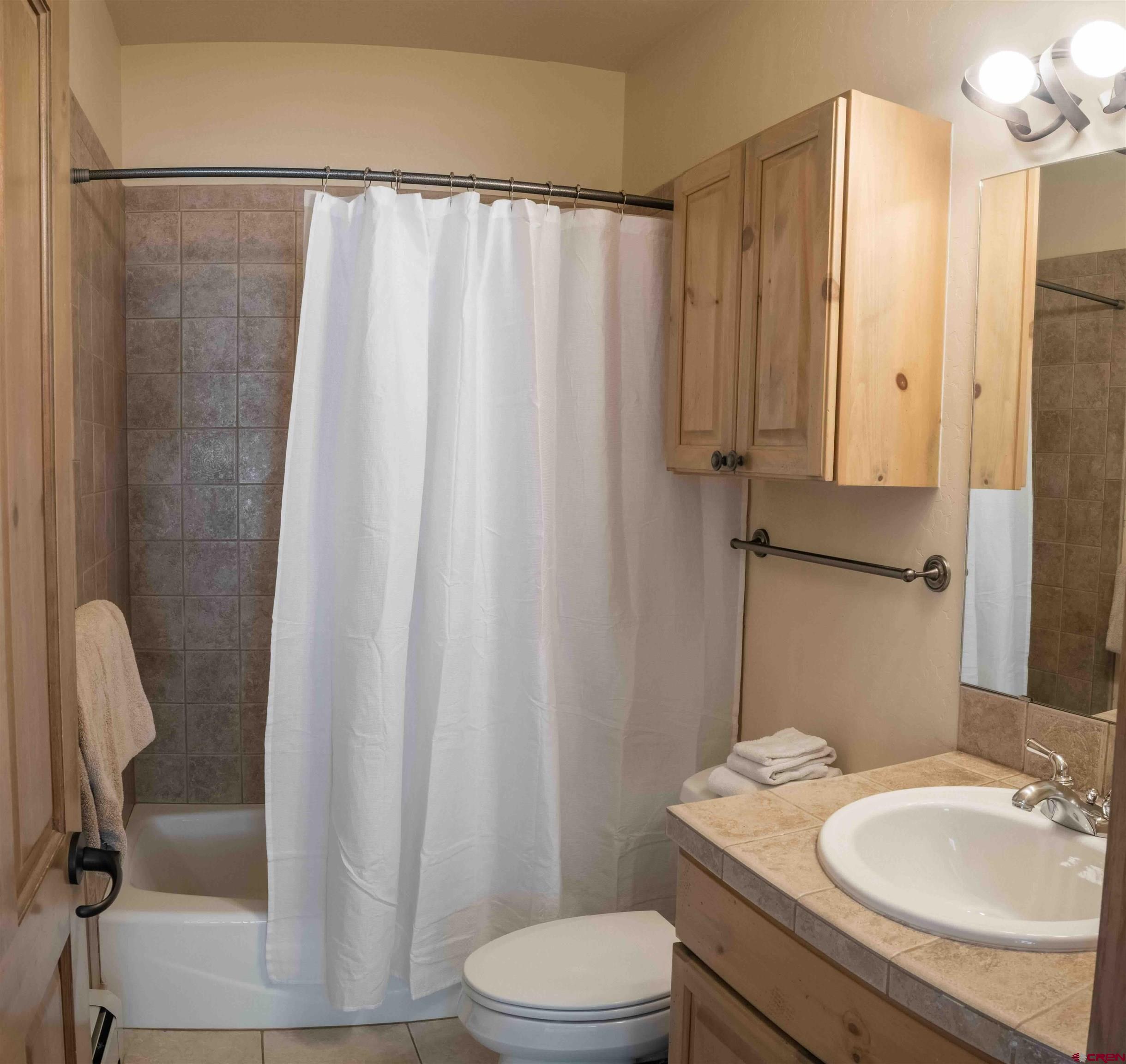 24 Hunter Hill Road, Unit 8 Crested Butte, CO 81225 - Photo 15 of 34 a bathroom with a sink toilet and shower