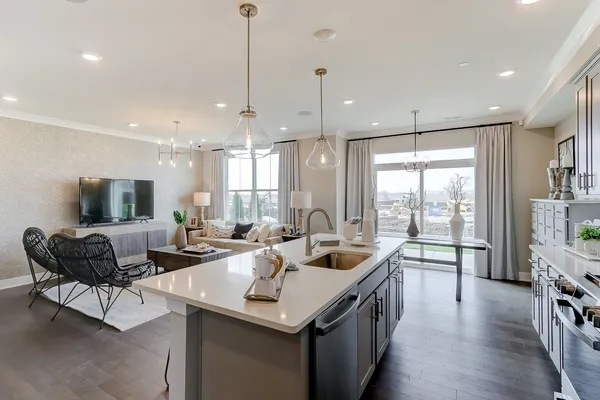 a kitchen with counter top space and a sink