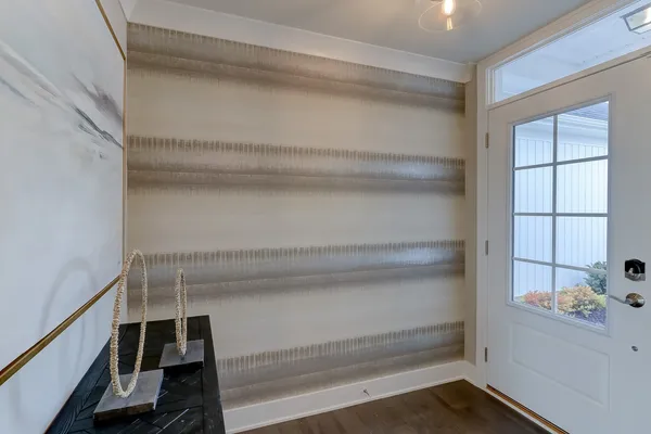 a view of an empty walk in closet