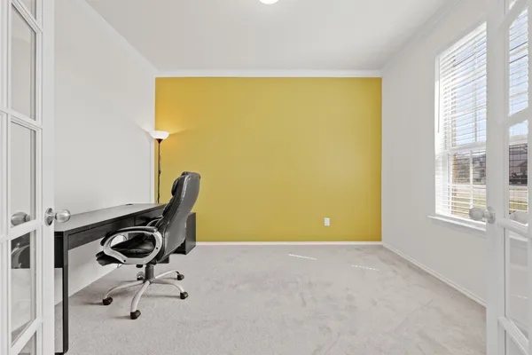 a view of workspace with a window