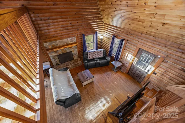 a view of balcony with wooden floor
