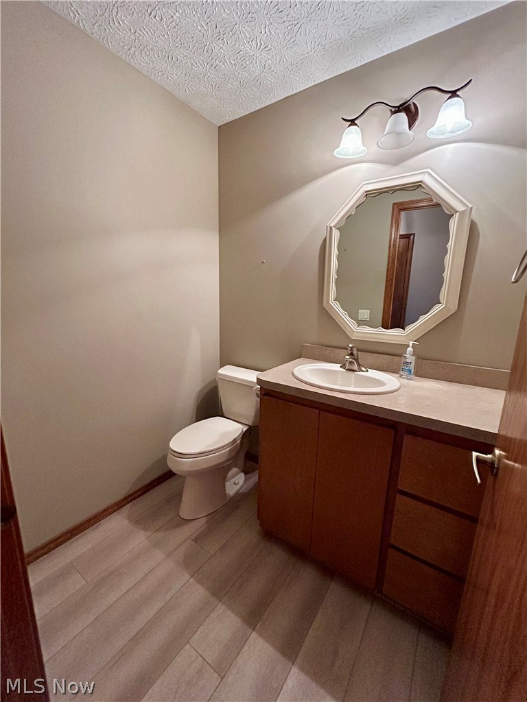 8763 Timber Edge Drive North Ridgeville, OH 44039 - Photo 23 of 40 Bathroom featuring hardwood / wood-style floors, toilet, a textured ceiling, and large vanity