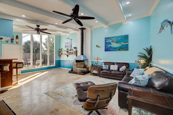 a living room with furniture
