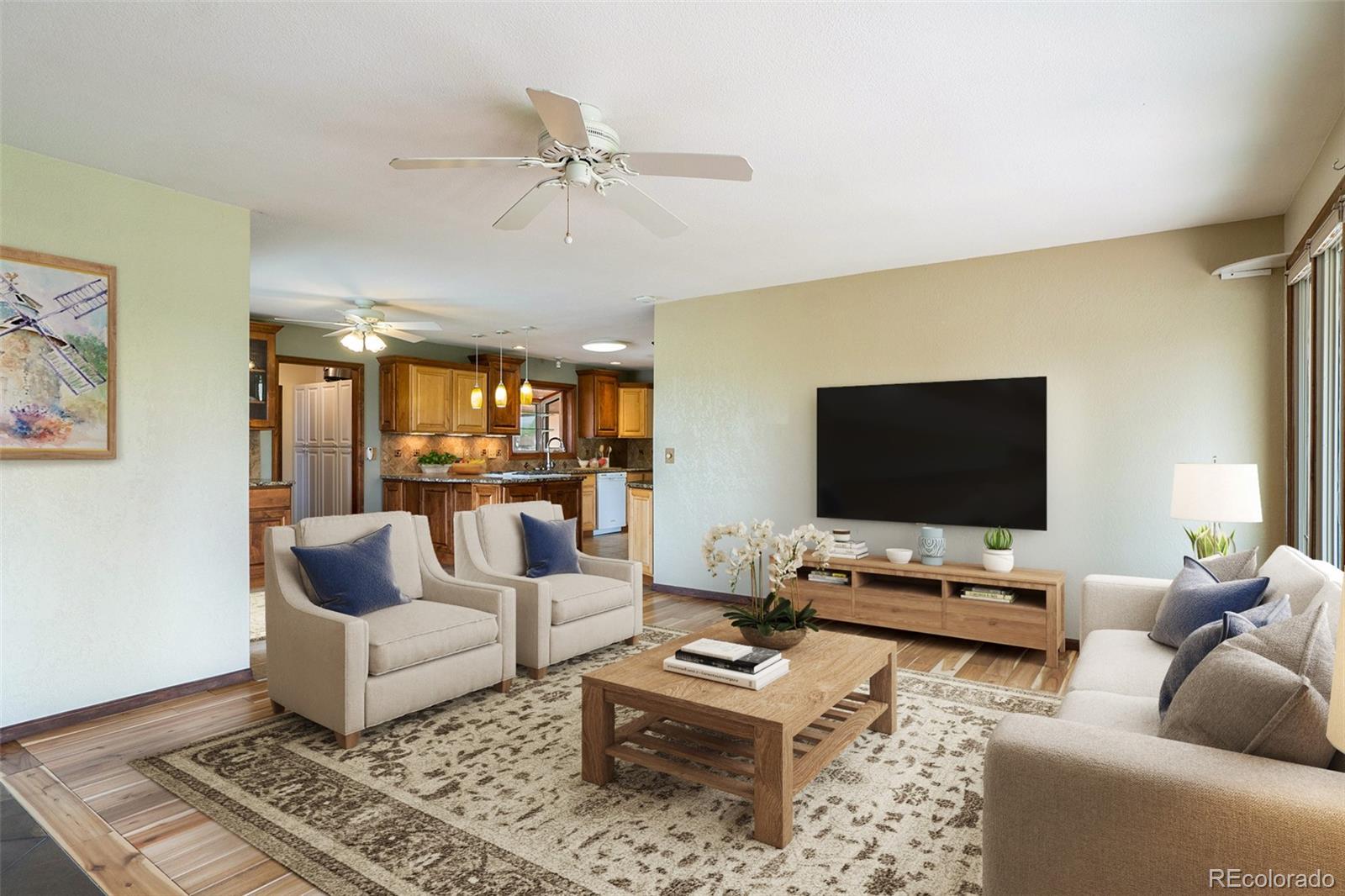 2701 Pheasant Run Berthoud, CO 80513 - Photo 18 of 40 a living room with furniture and a flat screen tv
