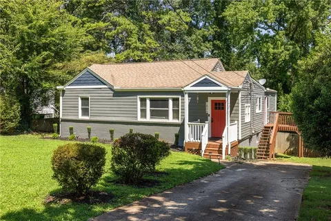 a view of a trees with a yard
