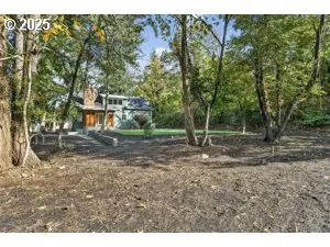 a backyard of a house with lots of green space