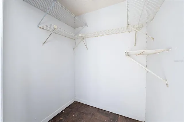 a view of small space with racks on the wall