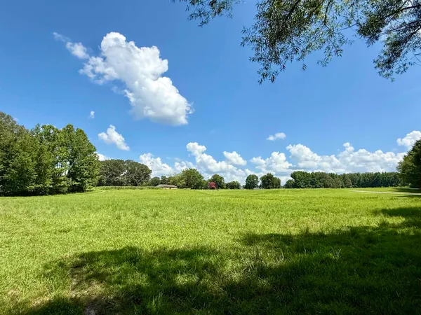 a view of a golf course with green space