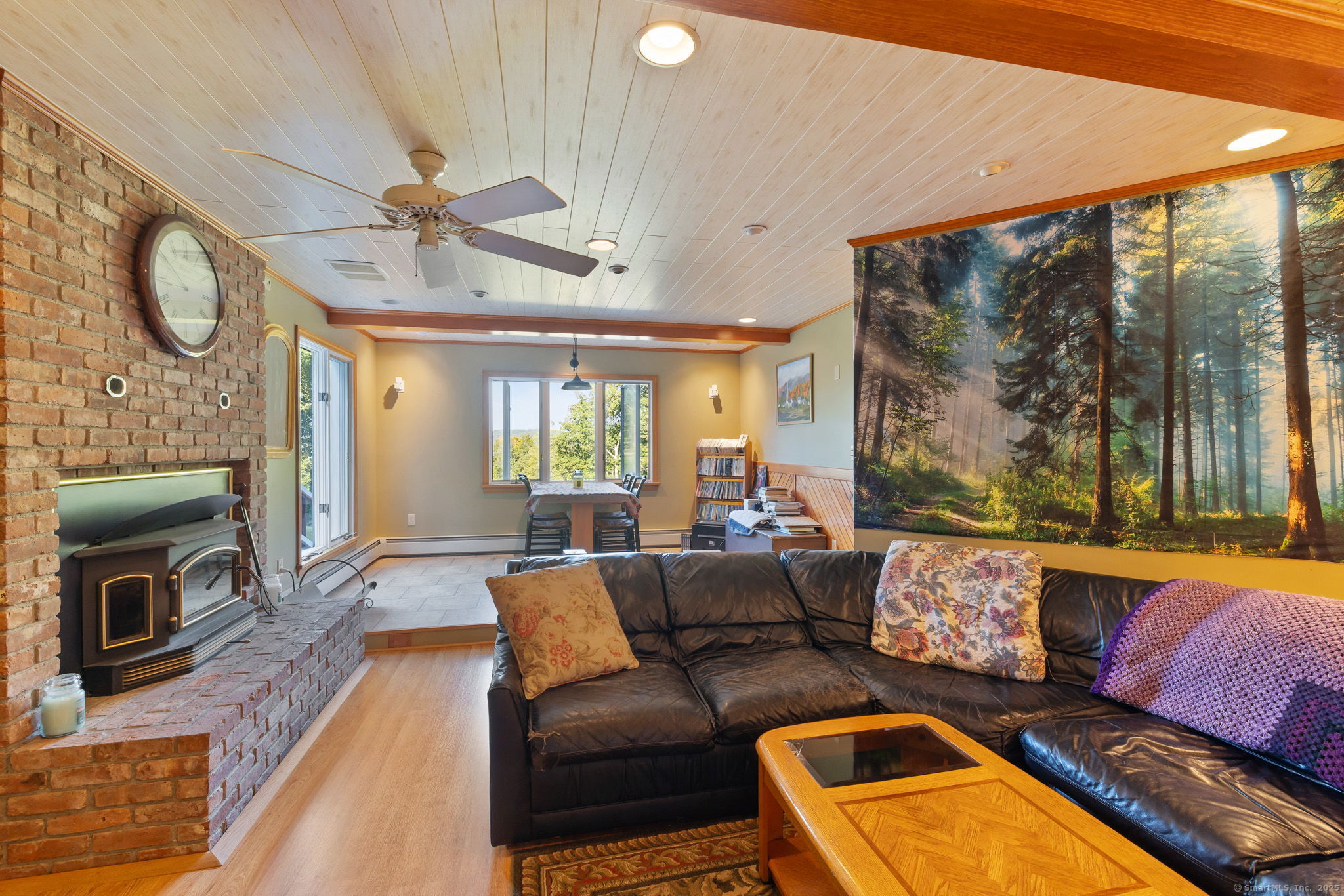 68 Johnson Road Canaan, CT 06031 - Photo 19 of 40 Living Room with pellet stove and dining area