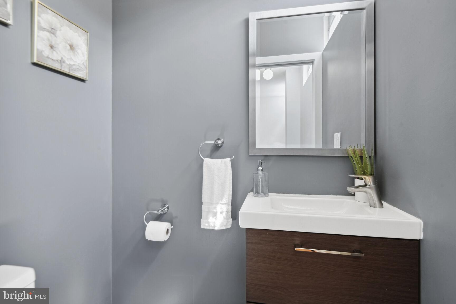 345 O Street Southwest Washington, DC 20024 - Photo 10 of 46 a bathroom with a sink and a mirror