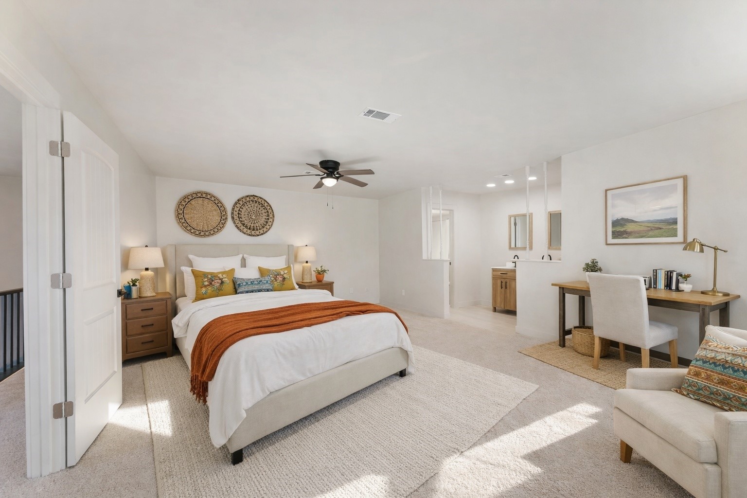 24521 Magnolia Road Hockley, TX 77447 - Photo 24 of 50 a bedroom with bed and a chandelier