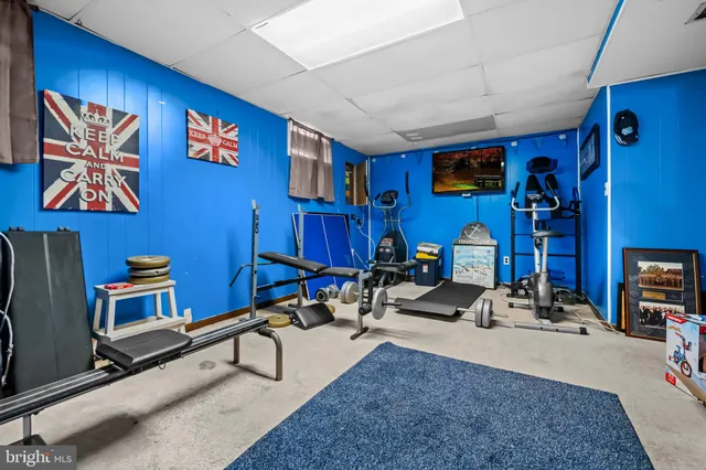 a room with gym equipment