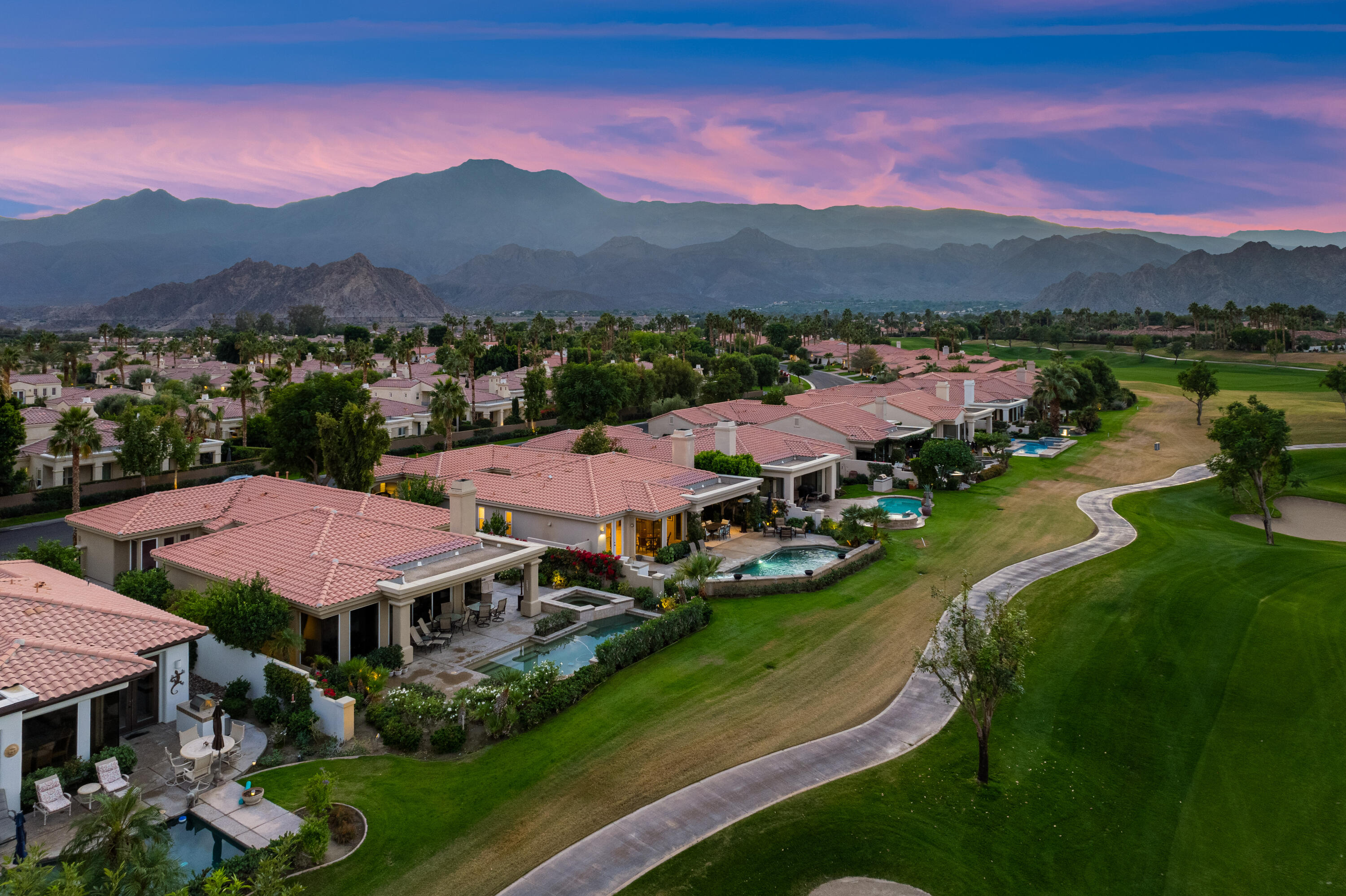80824 Hermitage La Quinta, CA 92253 - Photo 43 of 49 a view of a town with swimming pool and mountains