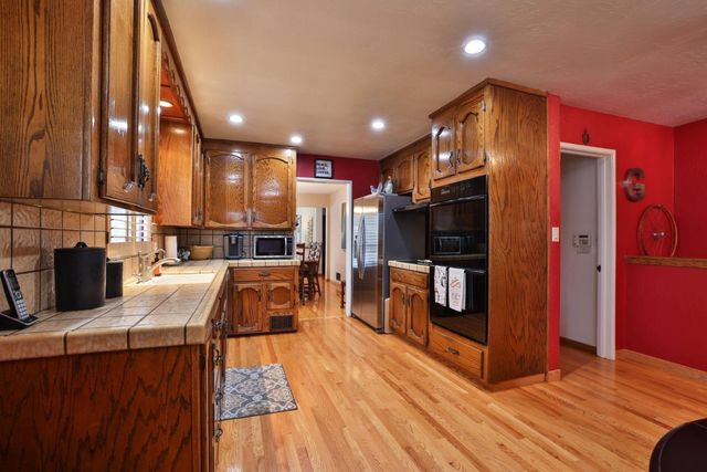 a kitchen with lots of counter top space