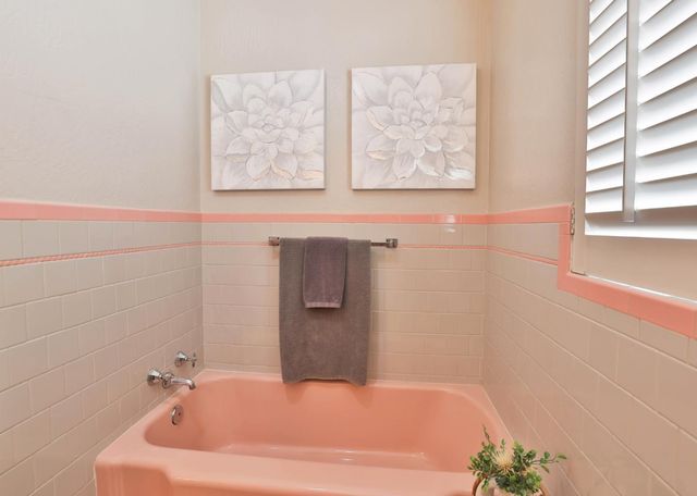 a bathroom with a tub